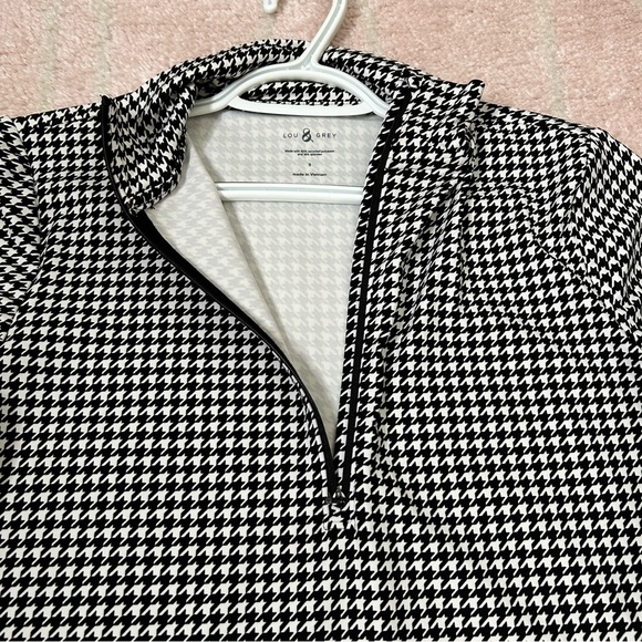 Lou & Grey Houndstooth Half Zip Pullover Athleisure Top Size Small Black White - Picture 6 of 11